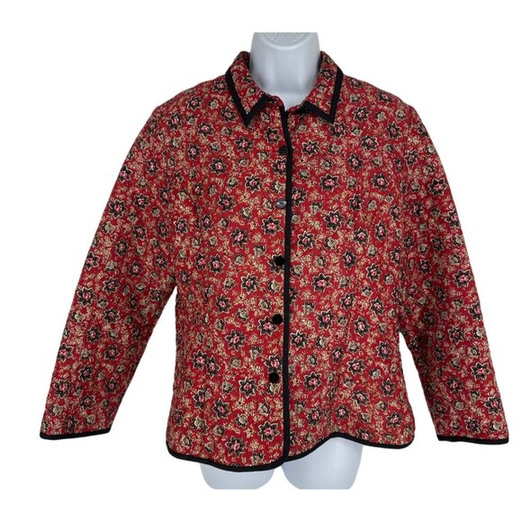 Silkland Petite Silk Floral Lined Full Button Jacket Women's Size Petite L - Picture 1 of 7